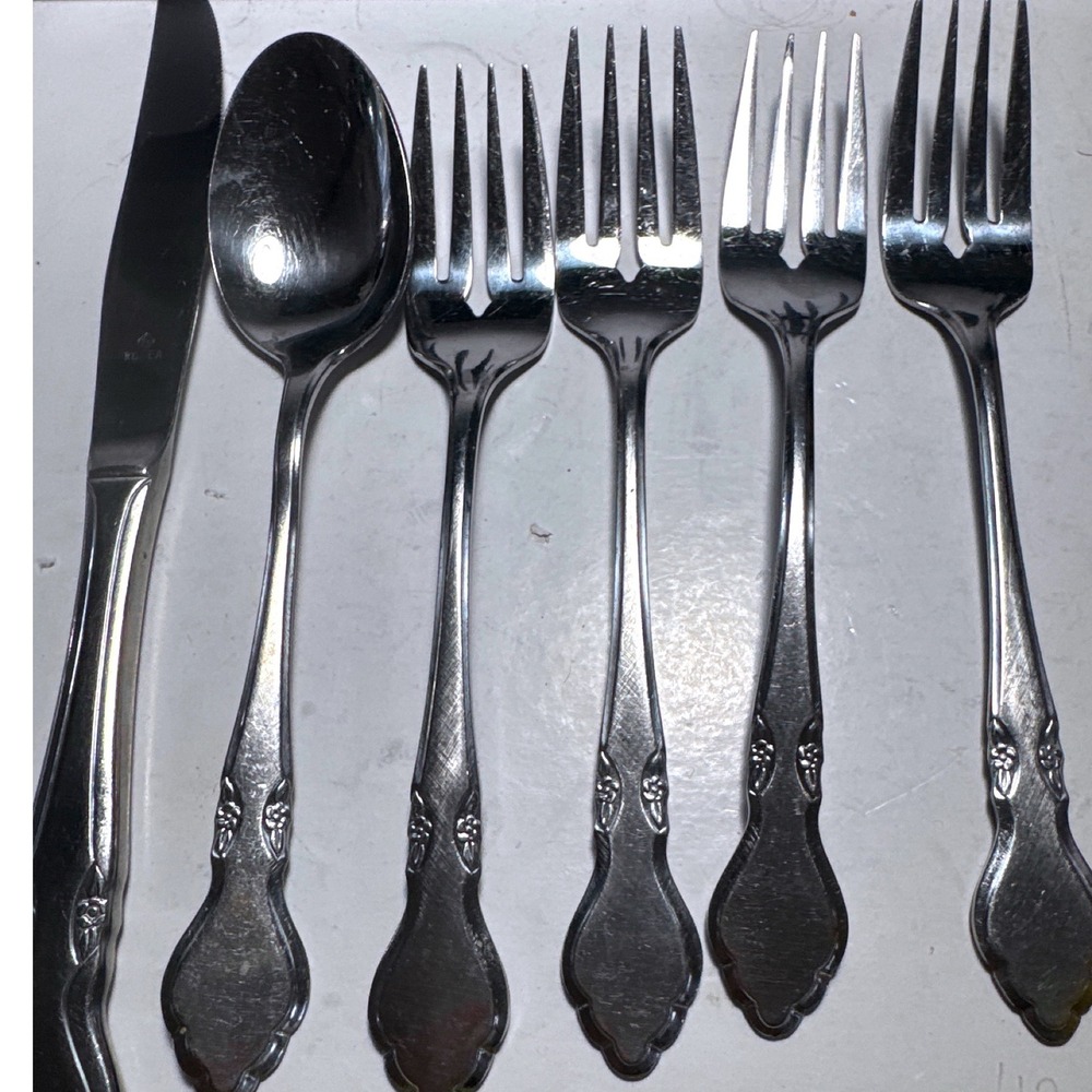 Northland‎ Flatware Set  OS Silver Good Stainless Floral Scroll Korea 6pc